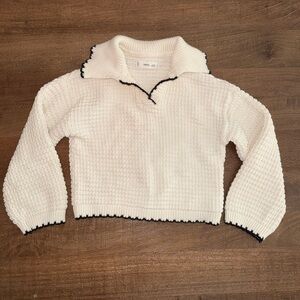 Mango Cream Sweater with Black Accents